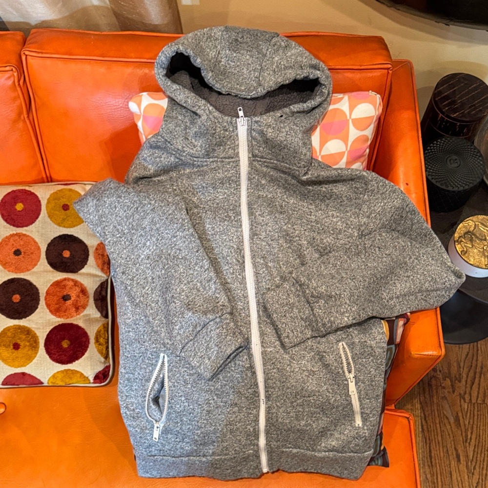 MEN’s RED Heather Gray Zip-Up Jacket Hoodie size SMALL